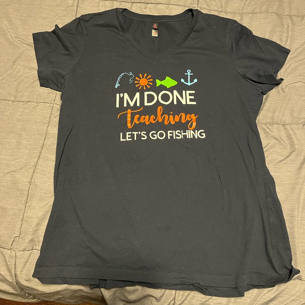 Navy Blue V-neck XXL, Fishing/Teacher t-shirts, fits more like a L-XL